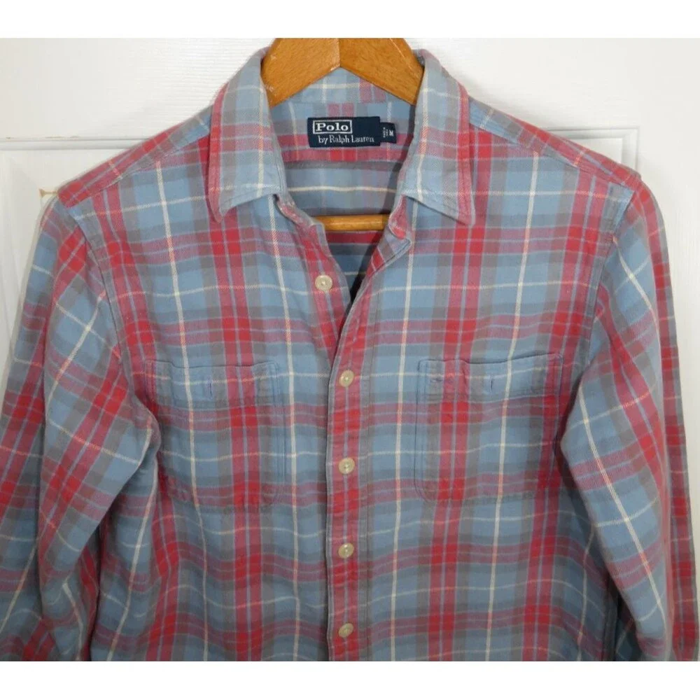 Polo Ralph Lauren Men's Flannel Button Up Shirt Tartan Plaid Size Medium